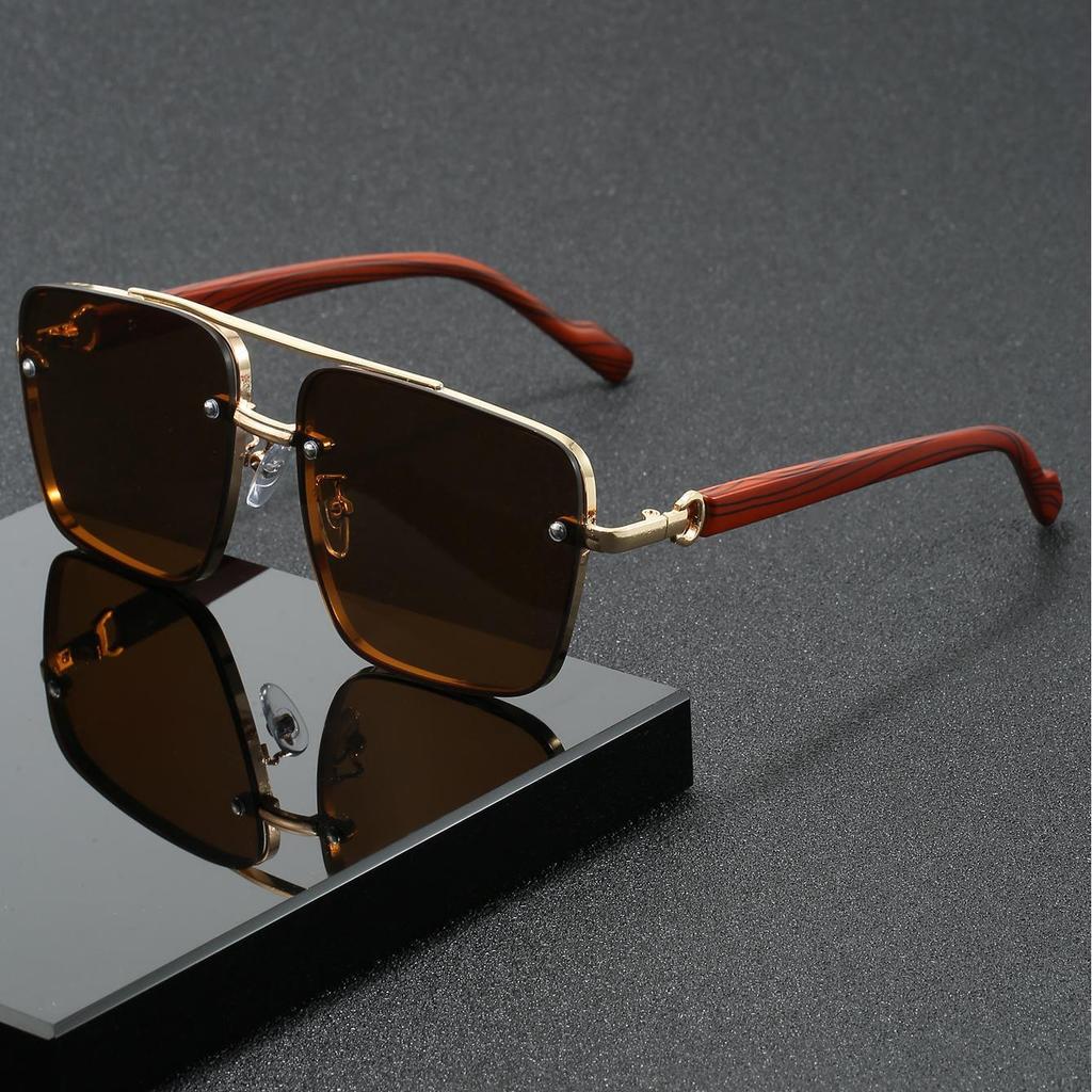 Men's Stylish Square Frame Double Bridge Sunglasses for Travel and Driving