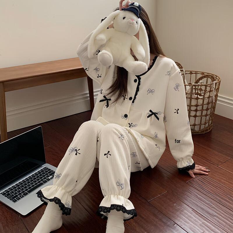 Women's Winter Warm Bow Knot Pajama Set