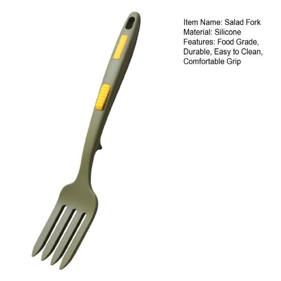 Salad Fork Flexible Food Grade Anti-scalding Silicone Dessert Pasta Fruit Whisking Fork Cooking Utensil for Daily Use