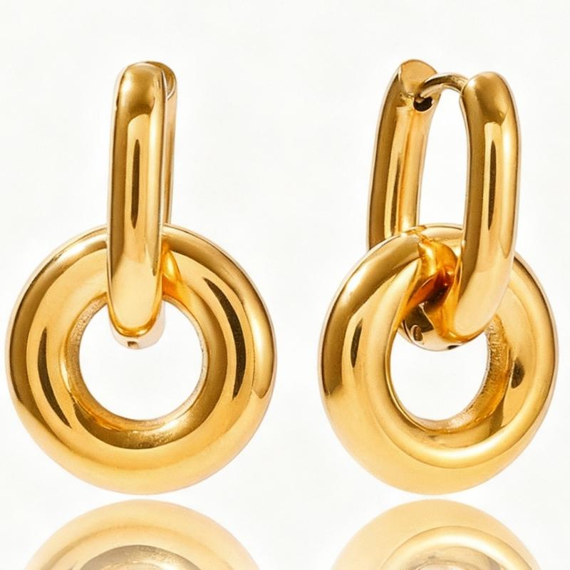 Elegant Double Hoops Earrings Stainless Steel Portable Jewelry For Women Gift