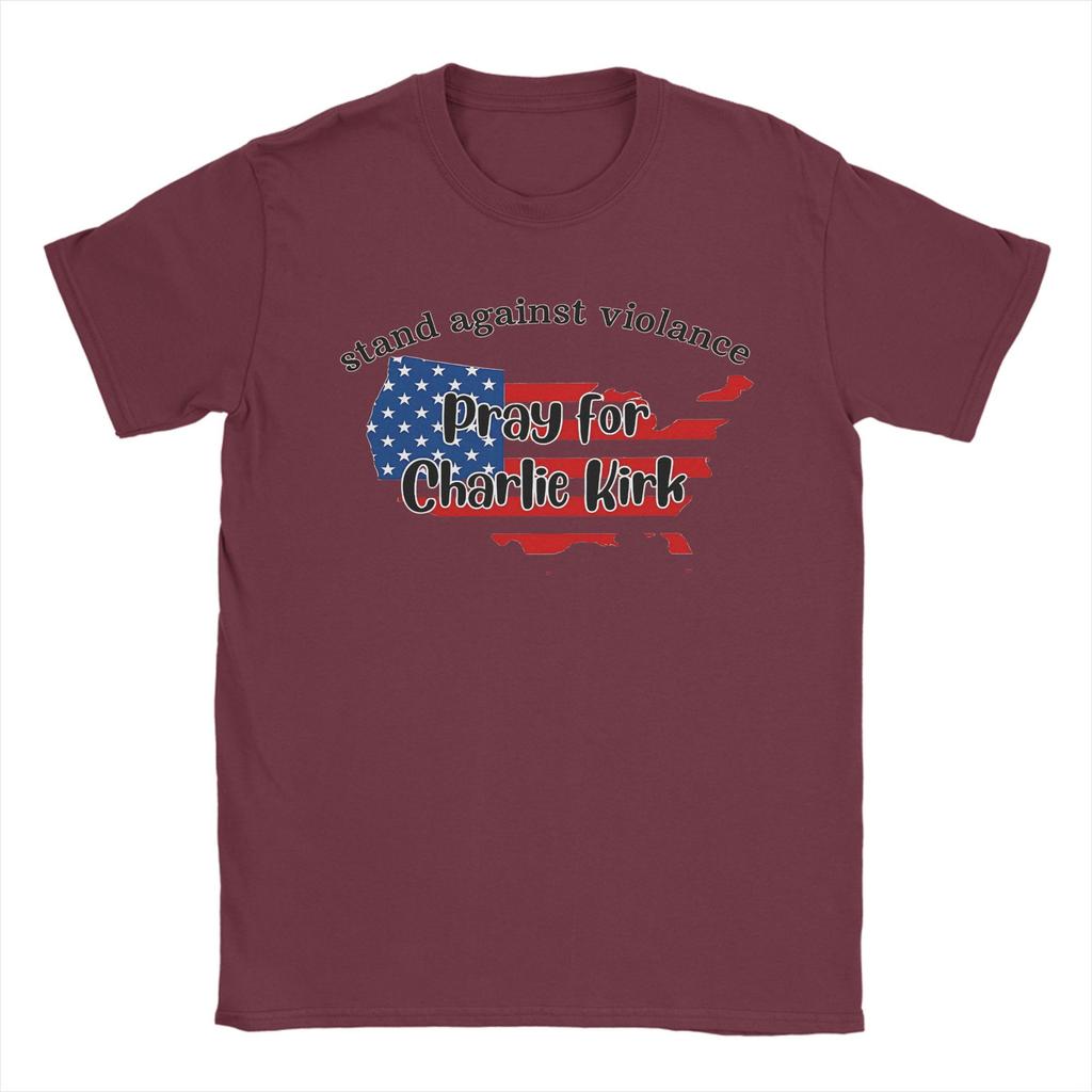 Charlie Kirk T Shirts Men Pure Cotton Vintage T-Shirt Crewneck  Tee Shirt Short Sleeve Clothes Birthday Gift