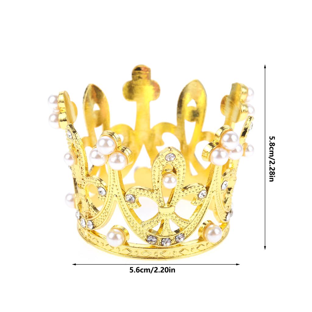 6pcs Gold/Silver Crown Napkin Rings 5.8cm/2.3" Embellished Pearl Rhinestones Decor Table Cloth Holder Buckle Wedding Party Feast