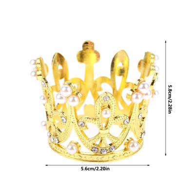 6pcs Gold/Silver Crown Napkin Rings 5.8cm/2.3" Embellished Pearl Rhinestones Decor Table Cloth Holder Buckle Wedding Party Feast