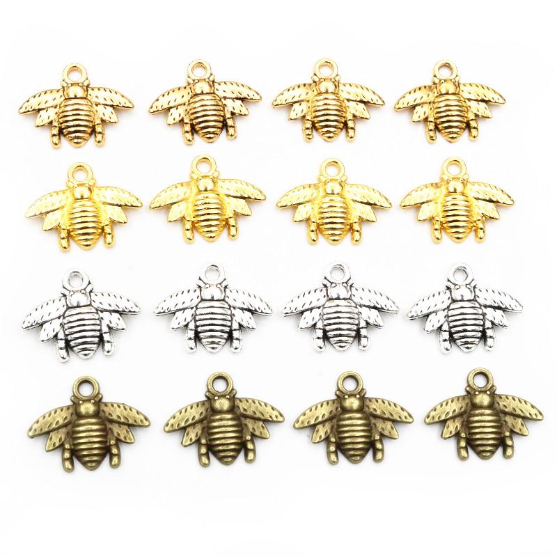 30pcs Bee Charms 20x16mm Tibetan Silver Plated Bronze Gold Pendants Antique Jewelry Making DIY Handmade Craft
