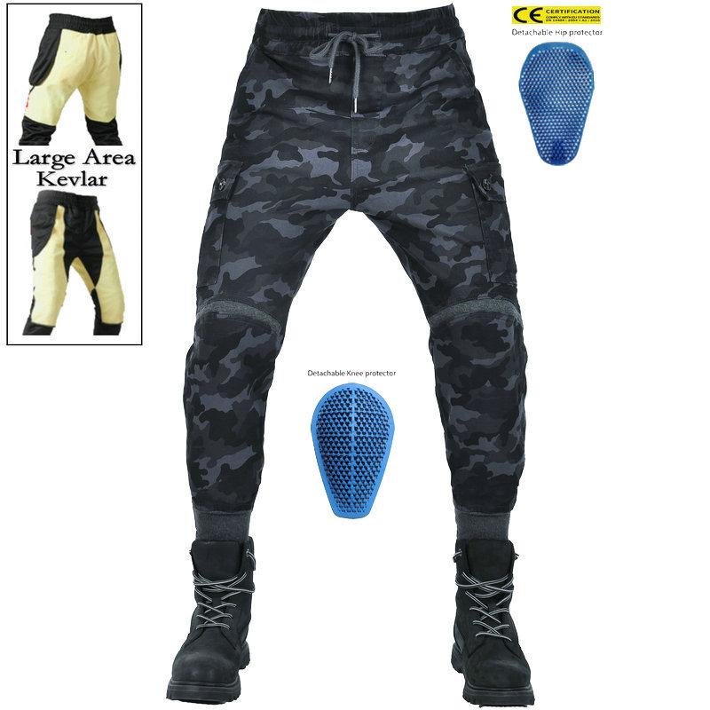 Motorcycle riding jeans casual locomotive anti-drop and windproof Kevlar tooling pants men's four-season protective gear adjustable