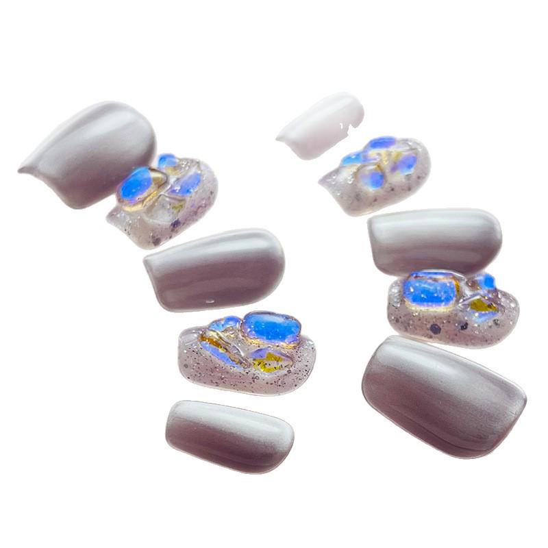 Quiet Moon Taro Paste Handmade Cat Eye Press-on Nails - Removable High-End Nail Stickers