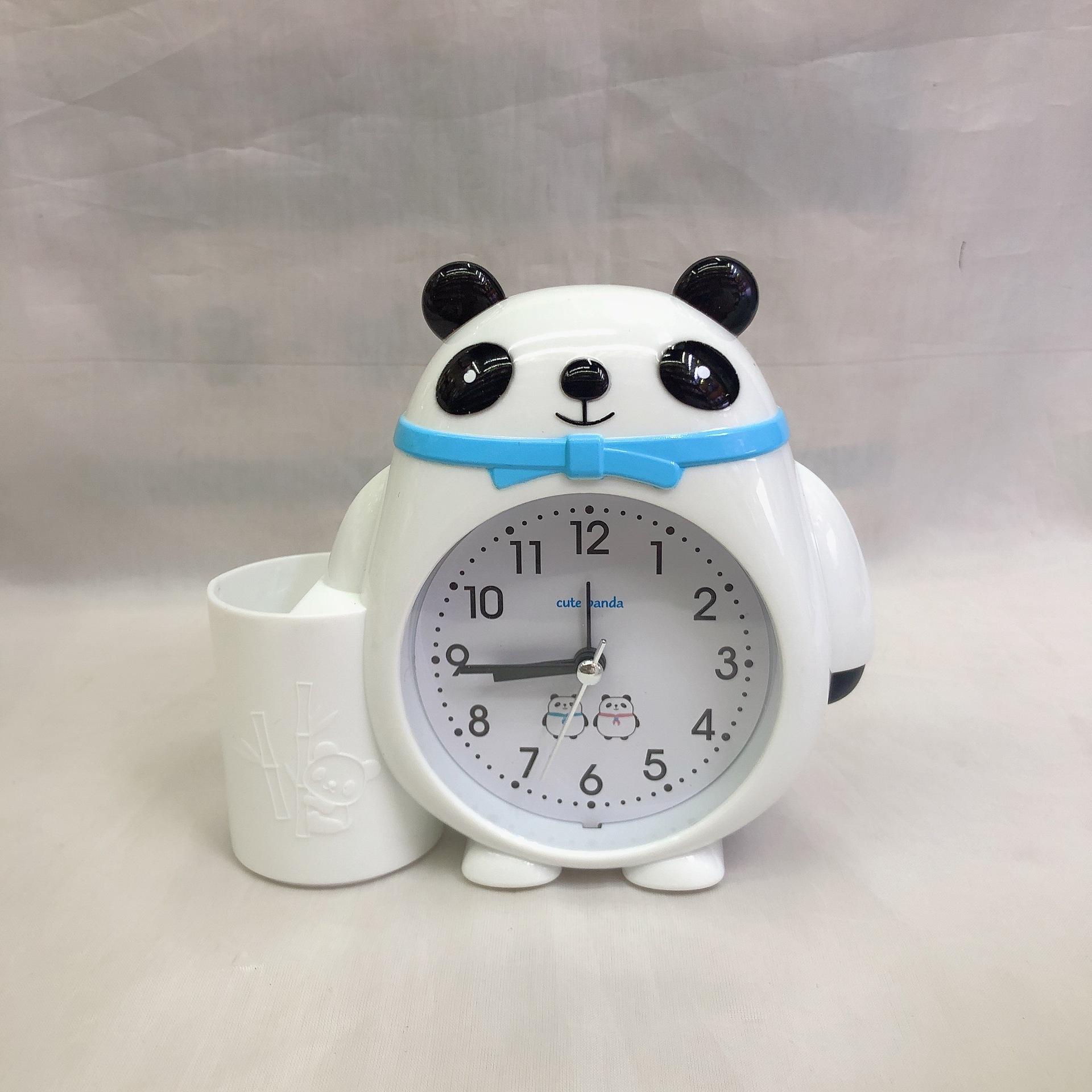 

Новый многофункциональный держатель для ручек в виде панды, будильник для спальни, мультяшный подарок, студенческие часы для ленивого пробуждения