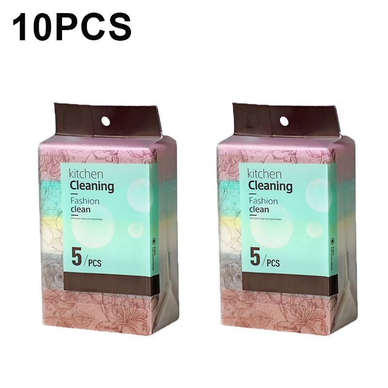 5/10PCS Dishwashing Sponge Double Sided Kitchen Magic Cleaning Sponge Non-Stick Oil Cleaning Brush Sponges Kitchen Washing Tool