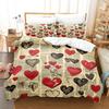 Love Heart And Newspaper Splicing Bedding Set Comforter Cover Soft Romantic Duvet Cover  For Girls Women Room  Valentine's Day