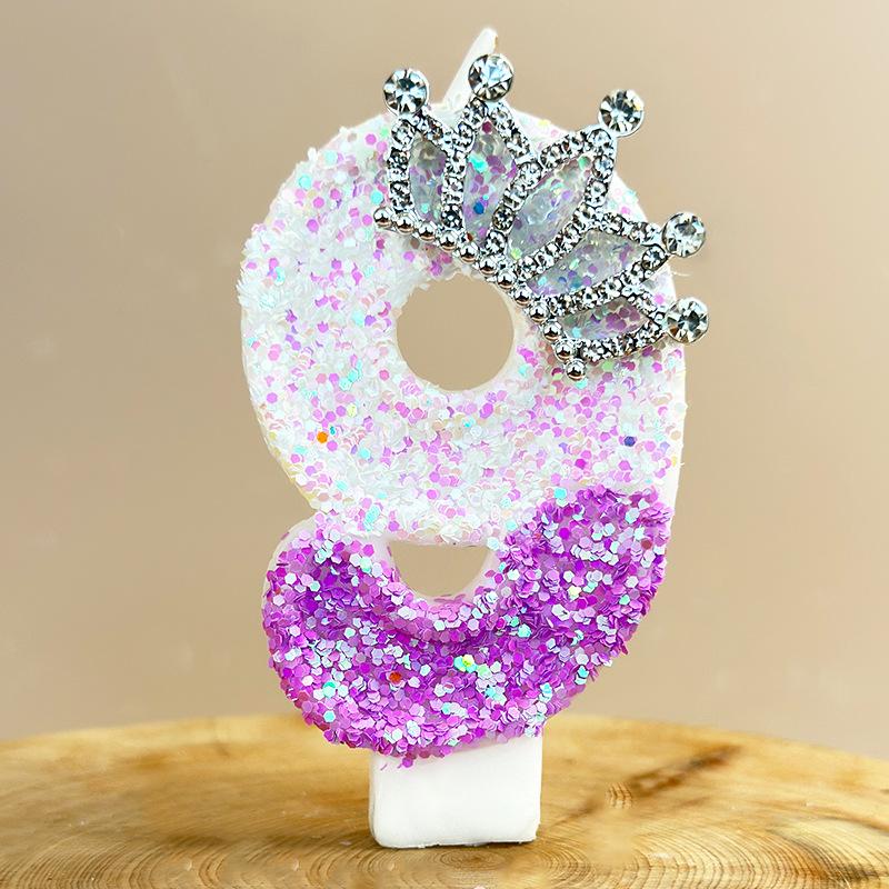 

Фиолетовые свечи для торта в виде короны, цифры 0 1 2 3 4 5 6 7 8 9, свечи для украшения торта принцессы, топпер для торта на годовщину