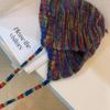 Winter Ear Protection Hat Rainbow Stripe Knitted Headgear Korean Women Fisherman Cap Girls Ski Riding Bonnet