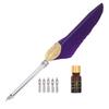 Quill Pen Set Exquisite Feather Design Retro Hollow Style Calligraphy Pen with Empty Ink Bottle Metal Nib SP101014