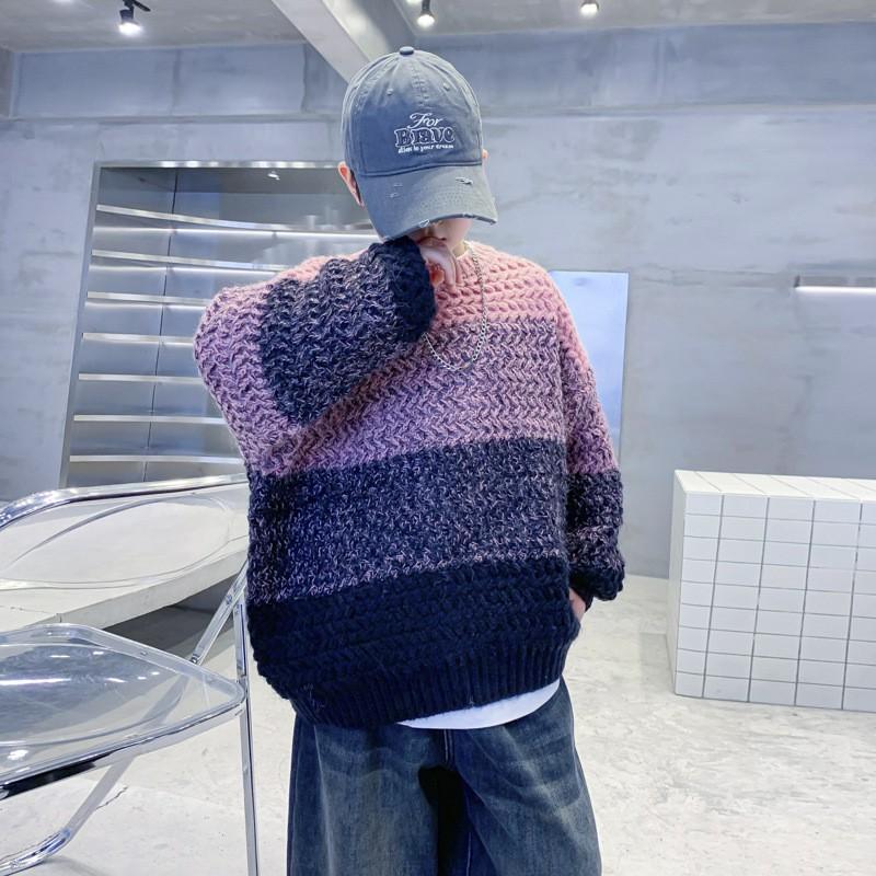 Boys Winter Gradient Sweater Korean Style Thick Knit Top Kids