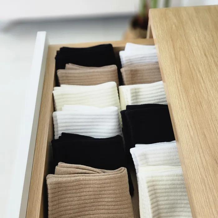 [5 Pairs] Women's Mid-Length Daily Plain Socks (White/Black/Beige/Ivory)