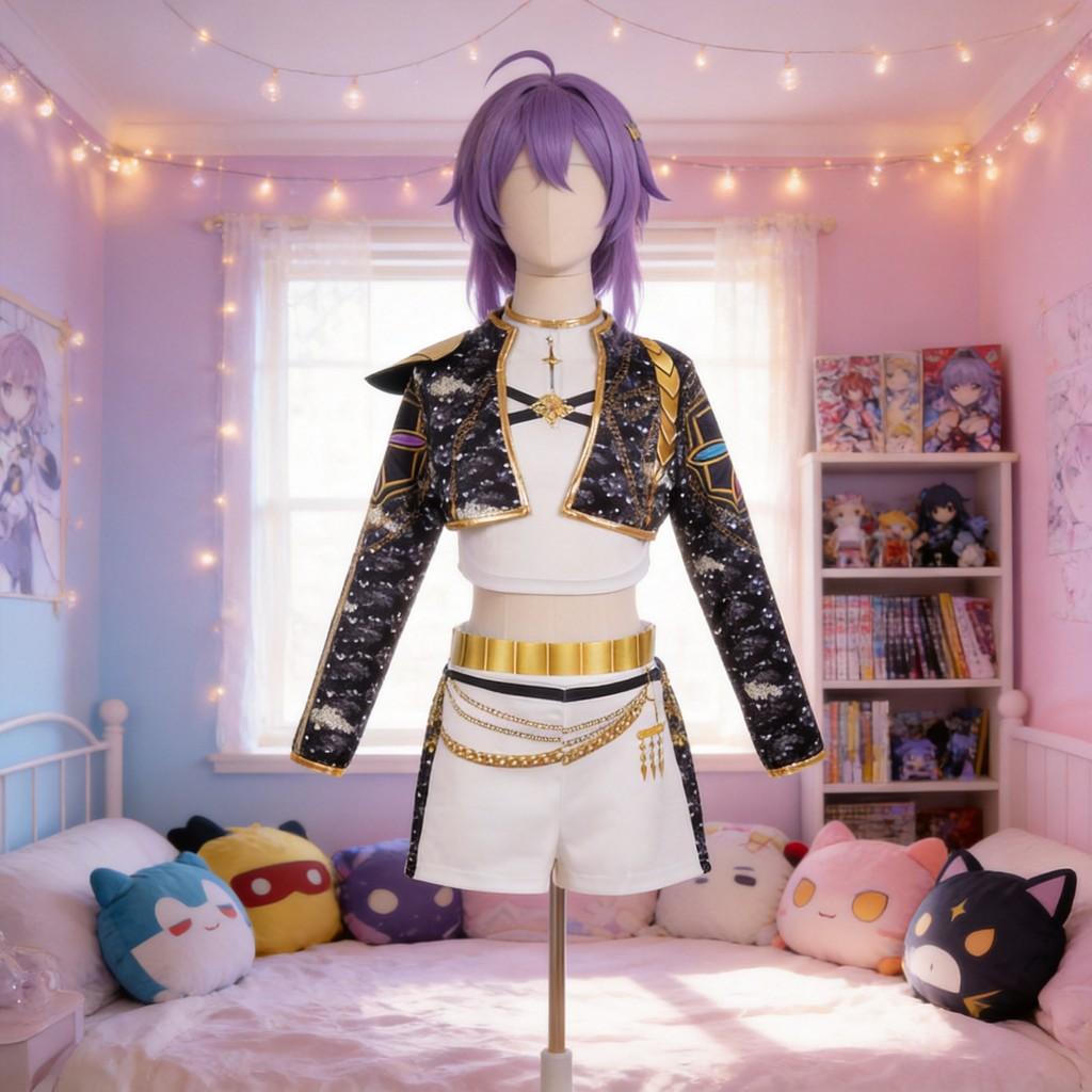 Kpop Demon Hunters Rumi Childrens Sequin Stage Costume With Short Pants For Dance Performances