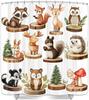 Animals Shower Curtain for Kids,Painted Tropical Animals Bathtub Curtain,Cartoon Cute Squirrel Raccoon Hedgehog Bathroom