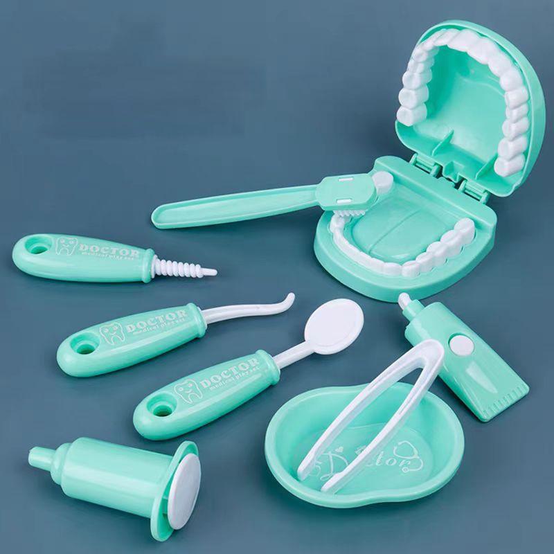 9Pcs Dental Pretend Play Set Preschool Educational Dentist Play Kit With Teeth Model Fun Pretend Play Doctor Kit For Kids Set