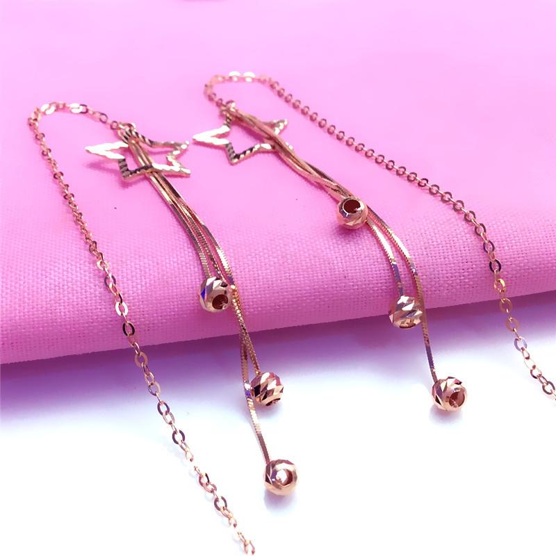 Color Gold-Plated Rose Gold Long Pentagram Snake Bone Fashion Foreign Purple Gold Earphone Female
