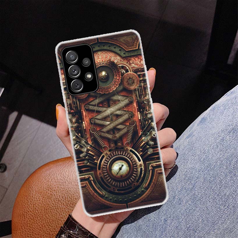 Steampunk Getriebe Mechanische Abdeckung Telefon Fall Für Samsung Galaxy A53 A52 A73 A72 A12 5G A13 A22 A23 A32 A33 a02S A03S A42 A43 A50S