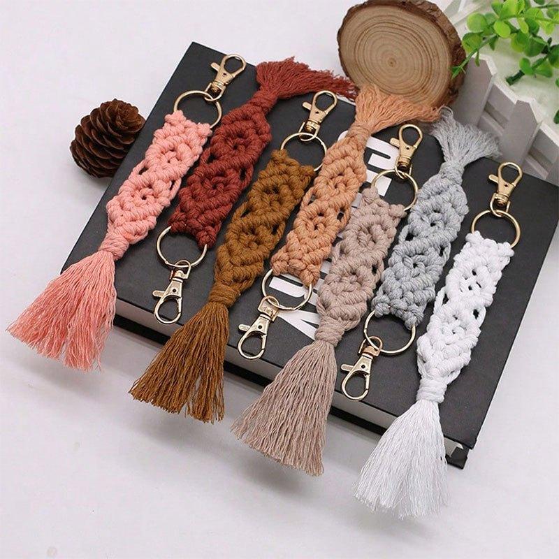 Boho Style Key Chain Handmade Rope Braided Key Bag Decoration Pendant Phone Case Lanyard Gift for Friends
