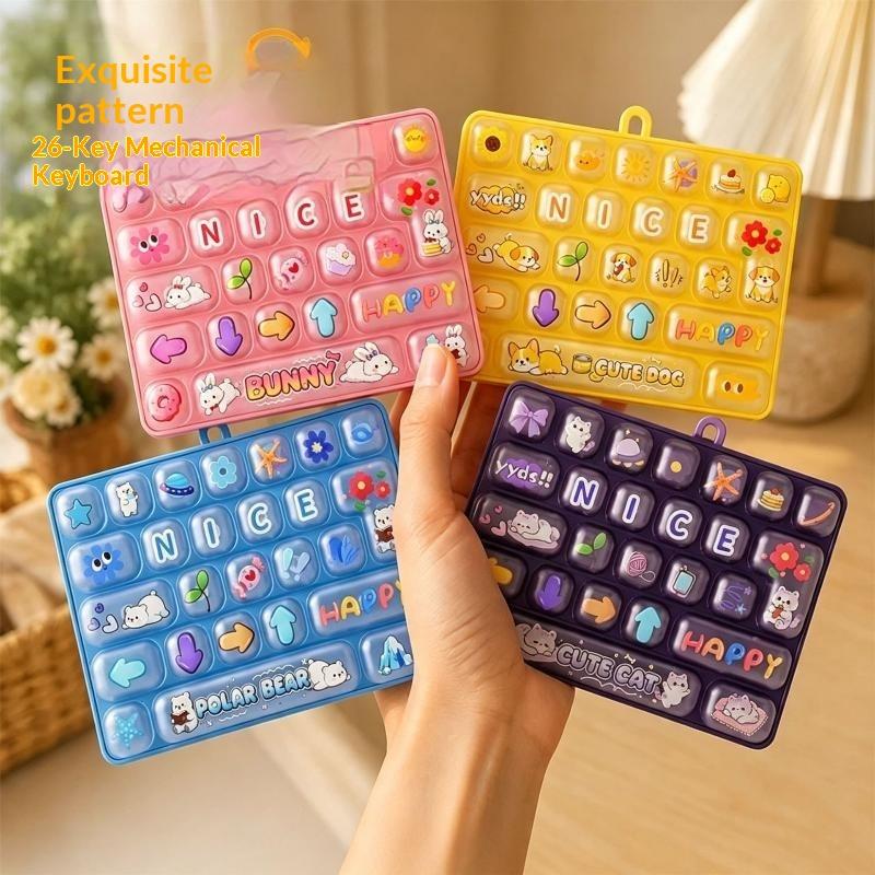 26 Grid Keycap Clicker Anti Stress Fidget Keychain Decompression Button Cartoon Party Favor Gift
