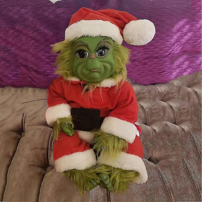 Christmas The Grinch Latex Plush Doll Reborn Baby Grinch Stuffed Toy Xmas Gift