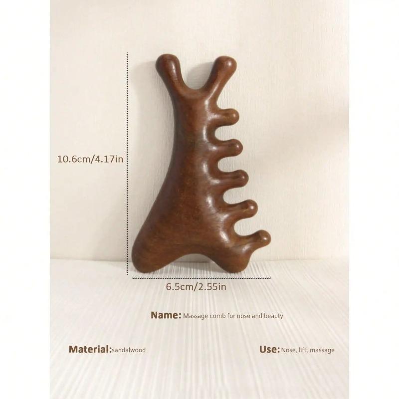 Natural Sandalwood Wide-Tooth Comb, Multi-Functional Head & Face Massager, Gua Sha Lifting Tool, Anti-Static