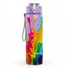 1PC Vibrant Splashing Paint Abstract Print 750ml Color Plastic Sports Water Bottle Leakproof Flip Straw Lid Suitable for Sports Office Home Use