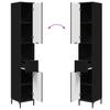 Black Bathroom Cabinet with Drawers 31.5 x 33 x 190 cm