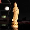 12cm Holzschnitzerei Guanyin Figur Avalokitesvara Kleine Buddhistische Buddha Statue Ästhetische Zimmer Schreibtisch Dekoration Ornamente Heimdekor