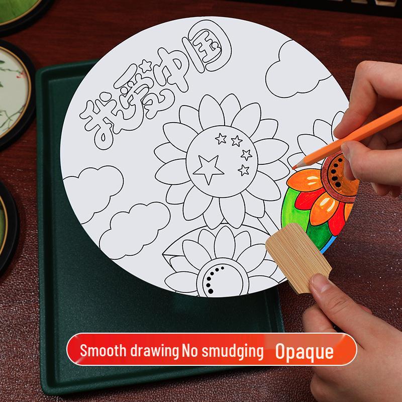 Red Theme Army Day Graffiti Folding Fan DIY Kit: Handmade Xuan Paper Art