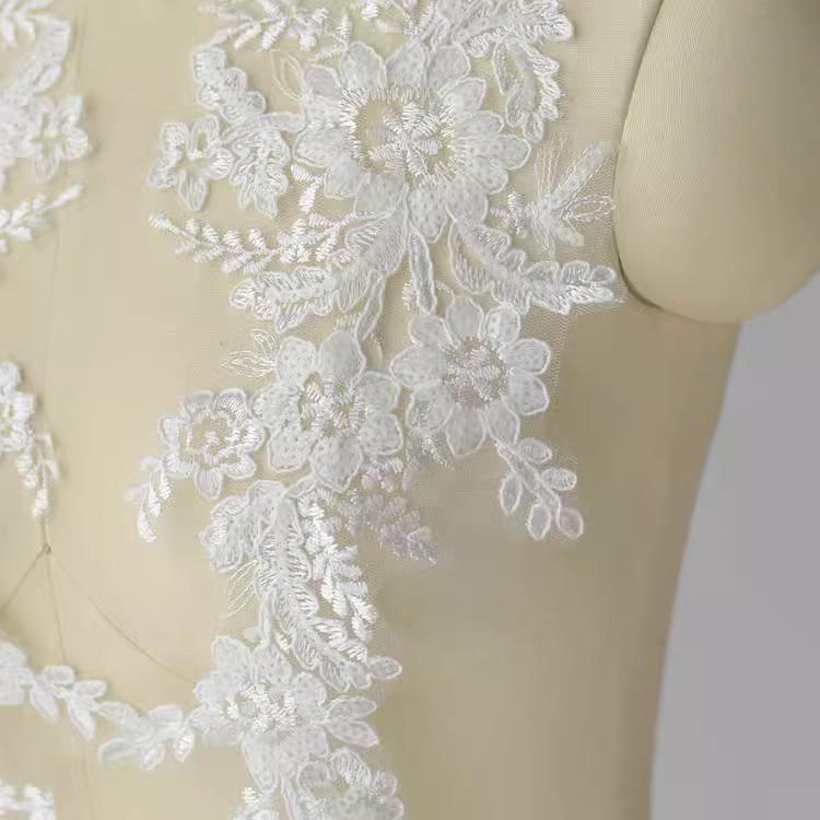 White Embroidery Sequined Lace, Wedding Dress Lace Accessories, Decorative Stickers, Clothing Patches, Cloth Stickers