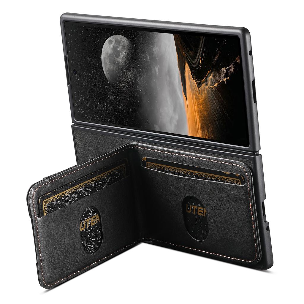 SUTENI H03 עבור Samsung Galaxy Z Fold7 5G כיסוי טלפון מגן מעור PU ו-PC עם חריצי כרטיסים מעמד