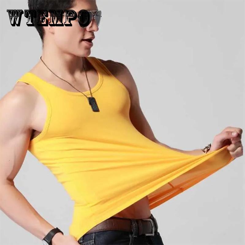 Men's Sports and Leisure Vest Solid Color Cotton Bottoming Elastic Fitness Tight Sports Hurdle Running Sweat-absorbing
