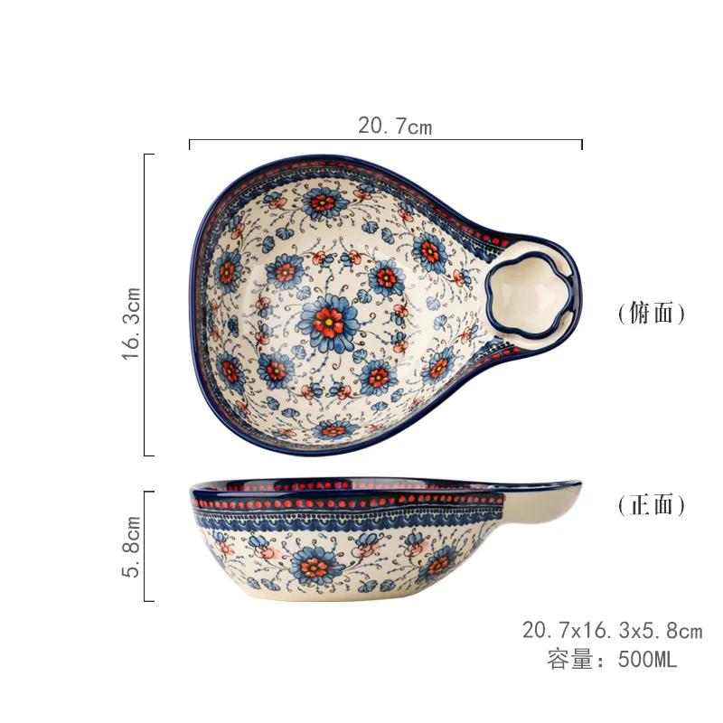 

Винтажная цветочная керамическая тарелка, тарелка для пельменей с уксусом, овощная салатница, фруктовая чаша, тарелка для закусок, керамическая посуда