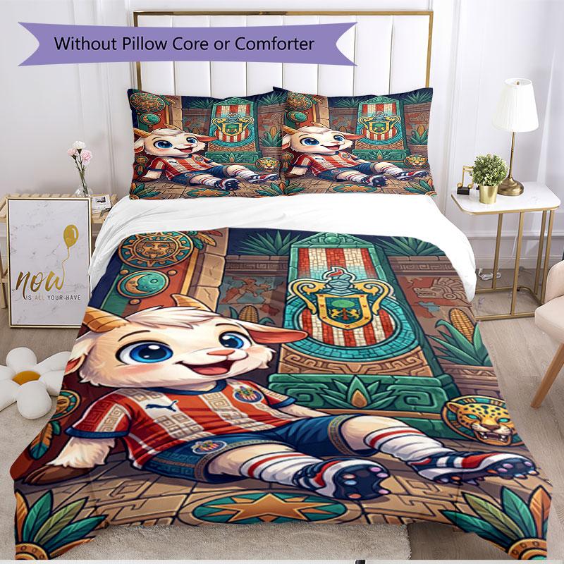 3pcs Duvet Cover Set (1*Duvet Cover + 2*Pillowcase, Without Core), Club Deportivo Guadalajara Print Soft All‑Season Bedding Set, Home Bedroom Decor Gi