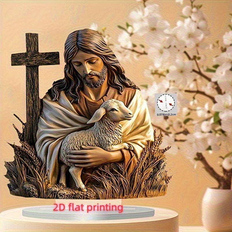 2D Flat Acrylic Lamb Hug Decoration, Indoor and Outdoor Decoration - No Battery/electricity Required, Free Day Decoration, Shop Decoration, Durable Ou