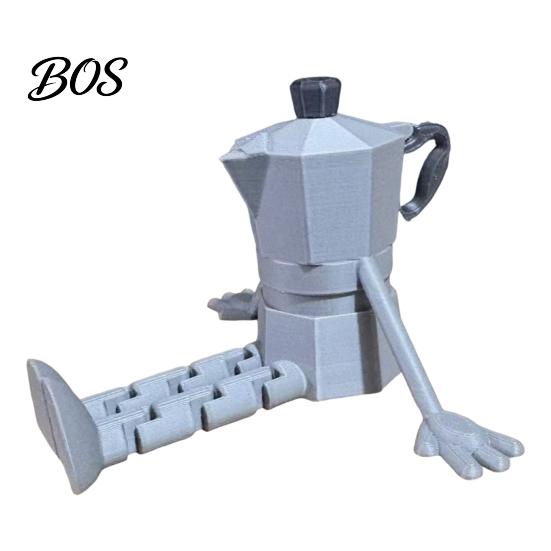 Cafe Decoration Ornament 3D Printed Articulated Coffee Cup Figure, Movable Joint Desk Statue, Cute White And Brown Statue Bean Ornament, Creative