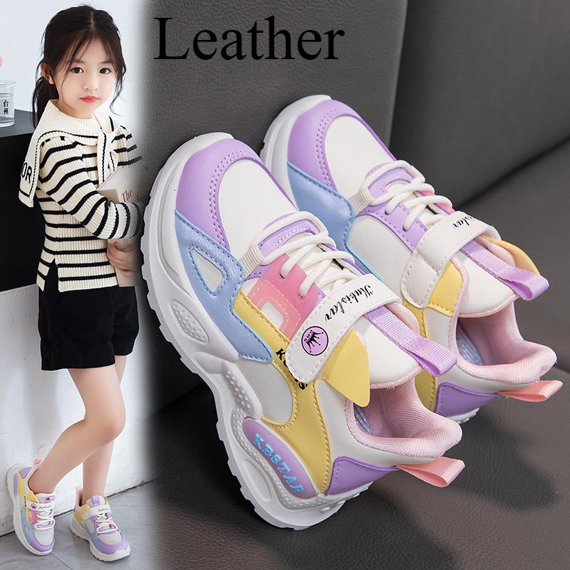 

Кроссовки из кожи для девочек, водонепроницаемые, новые, удобные, с мягкой подошвой, детские кроссовки для бега 37