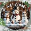 Rustic Christmas Wooden Sign with Adorable Snowman Pattern - Navidad Round Sign for Front Door, Wall Hanging Decor - Ideal Christmas Ornament