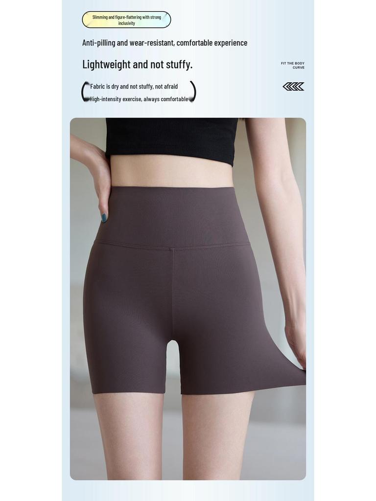 Women's High-Waisted Seamless Tummy Control Yoga Leggings - Grey Shark Summer Safety Pants, Anti-Exposure, Thin Outerwear
