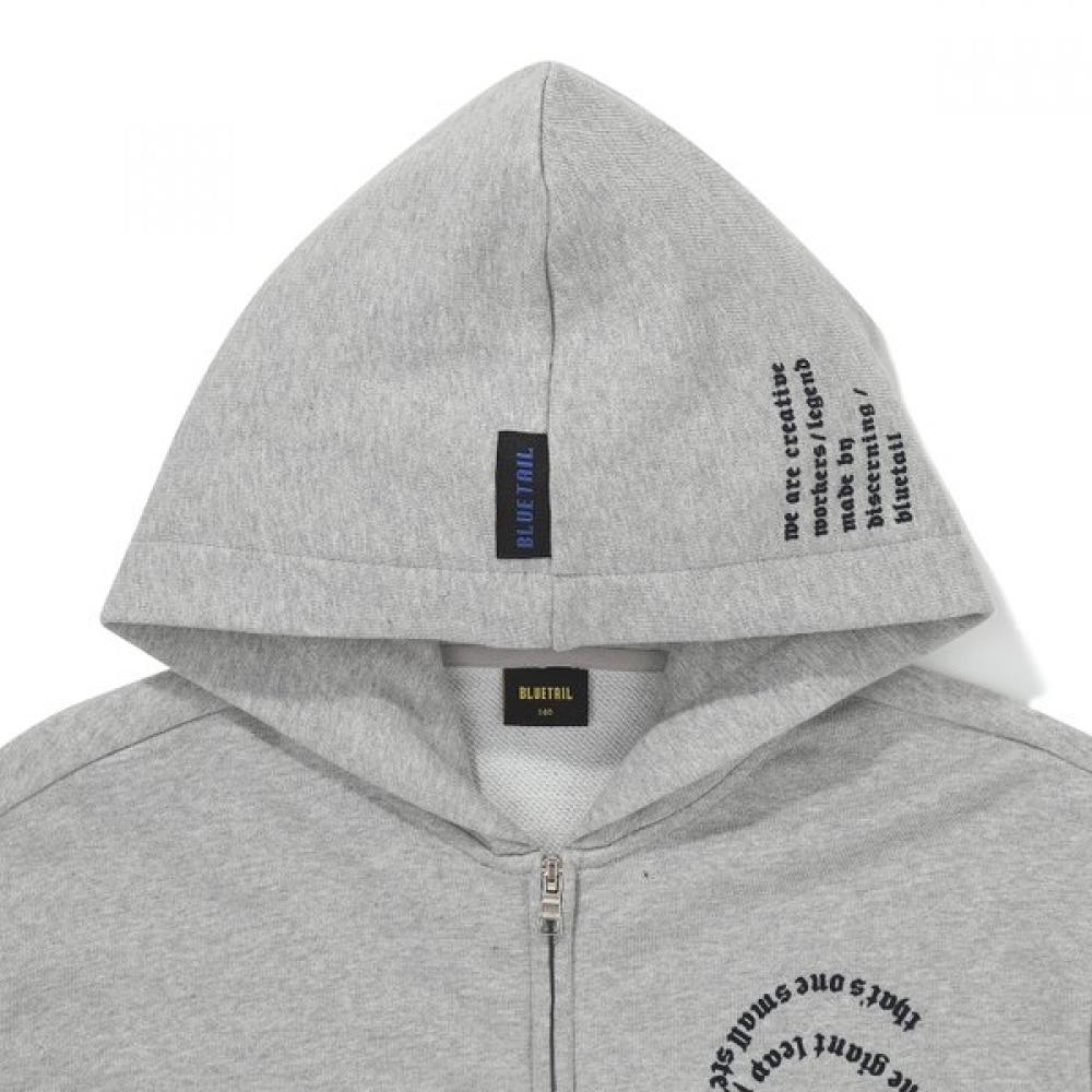 Bluetail Unisex Pocket Hooded Zip Up Melange Gray Azg3jp01mg