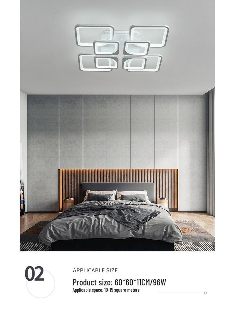Acrylic Square Ceiling Light with Stepless Dimming for Living Room, Hotel, or Bedroom