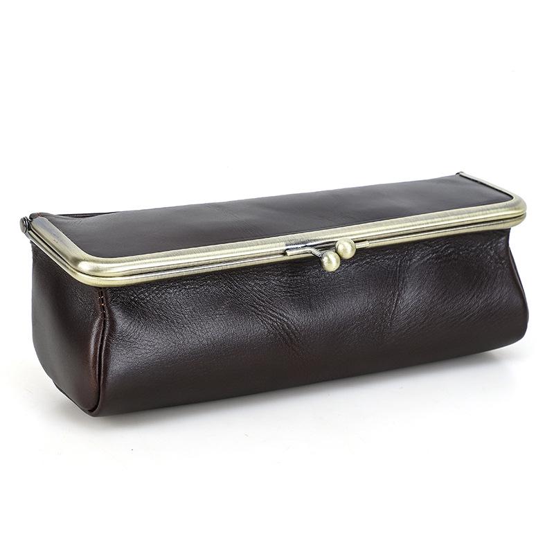 Handcrafted Genuine Leather Pencil Case - Large Capacity Multifunctional Storage Box