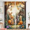 2pcs,2D Plane Printing Curtain Fabric Fall Animal Party Versatile Durable Polyester (without Rod) Gifts Use for Bedroom, Living