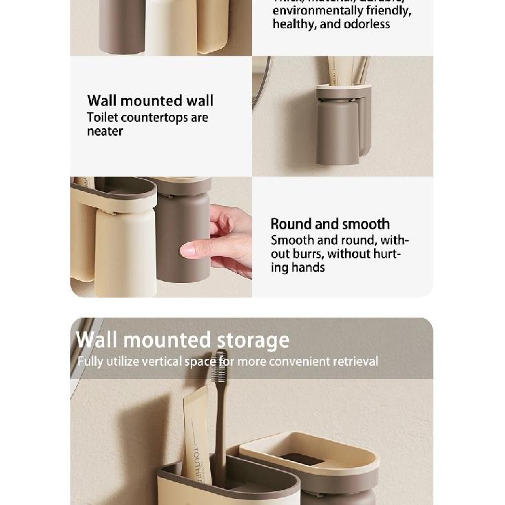 1 Pièce Porte-Rangement Brosse à Dents Innovant Sans Trou Tasse Bain à Bouche Luxe Léger Tasse Brosse Organisateur Salle de Bain Mural Couple