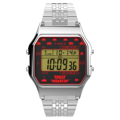 T80 X Space Invaders 34mm Quartz Stainless Steel Strap Silver Casual Watch (Model TW2V30000YB)