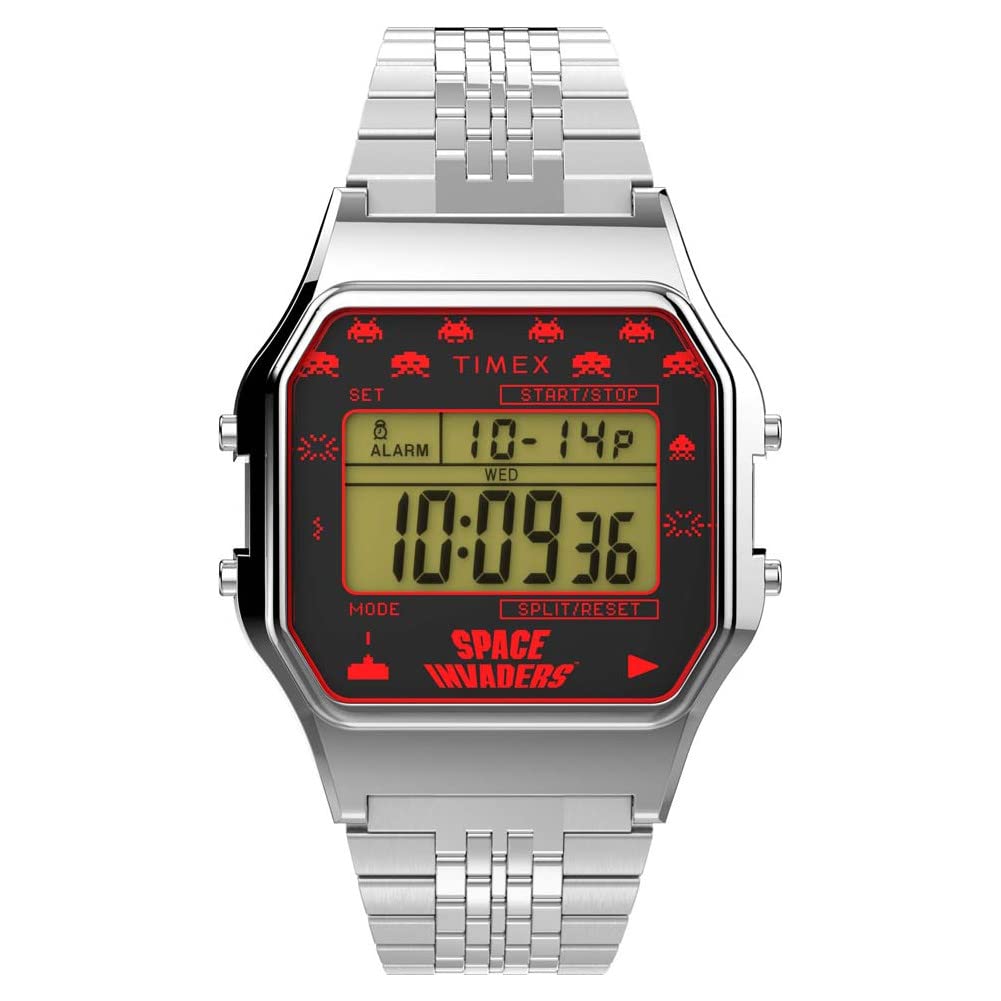 

Timex T80 x Space Invaders 34 мм Кварцевые Часы с Браслетом из Нержавеющей Стали Серебристые Повседневные Часы (модель: TW2V30000YB)