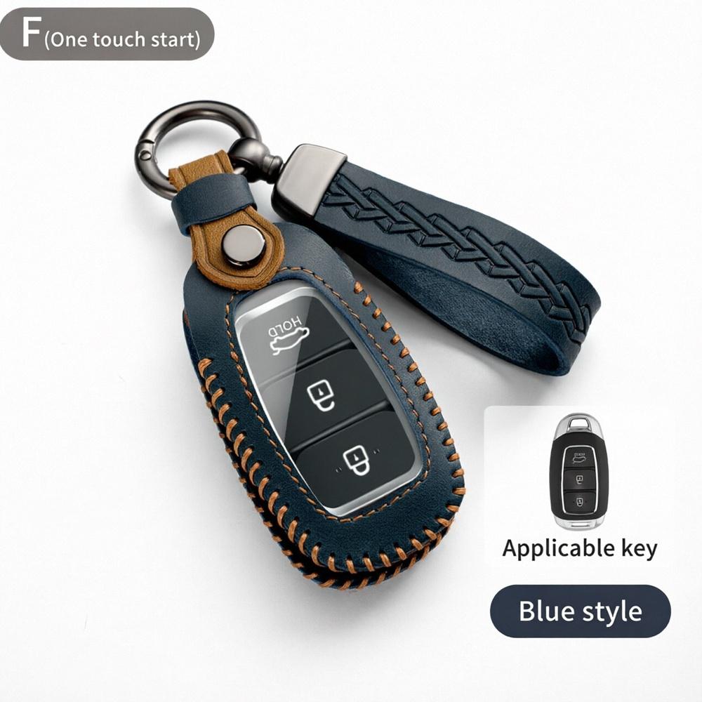 Leather Smart Key Fob Cover For Hyundai Sonata Tucson Santa Fe Elantra Palisade Kona Staria Ioniq 5 6 Grandeur 3 4 5 Button Case
