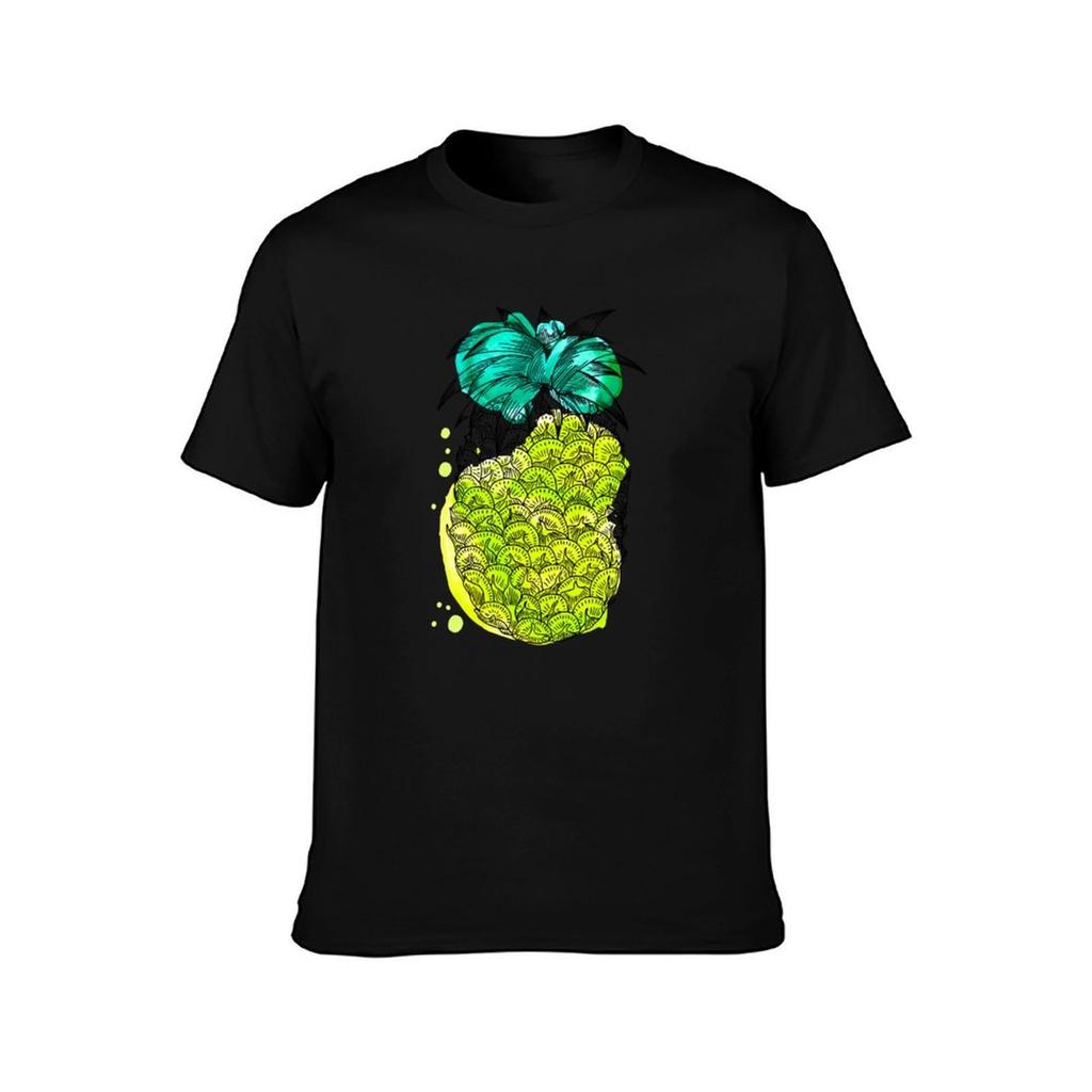 Juice pineapple Hand drawn tropical fruit with watercolour splash TShirt Industrial Work Tee Shirt